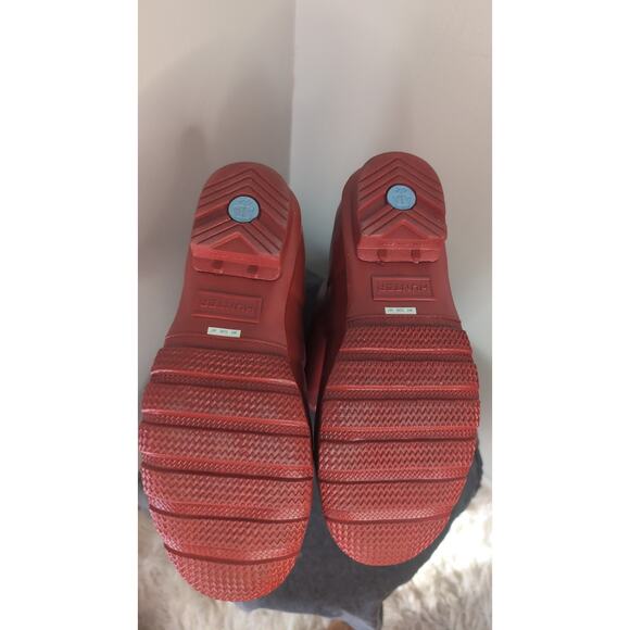 Red classic traditional tall gloss Hunter outdoor rain weather boots - Picture 9 of 10